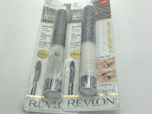 2 PACK - Revlon Colorstay Brow Fiber Filler Brow Gel - 306 Clear