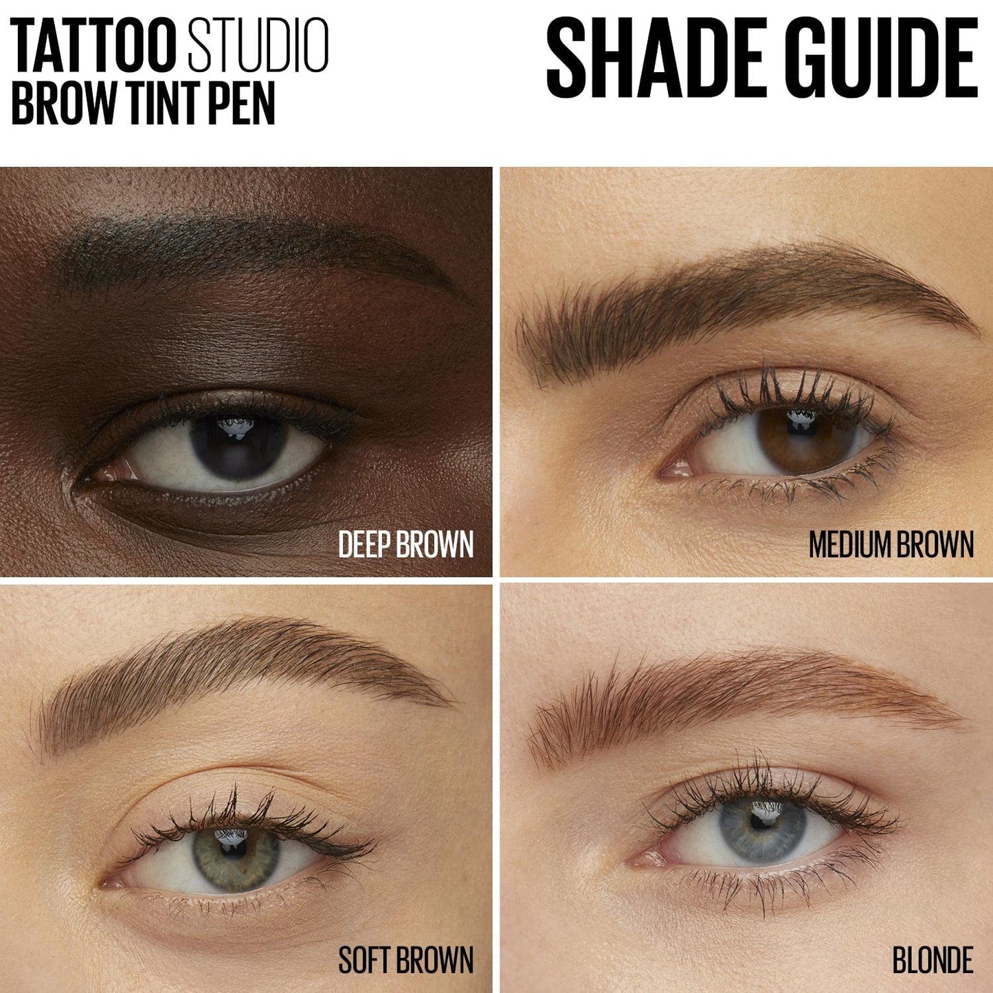 Maybelline TattooStudio Eyebrow Tint Pen, Medium Brown 360, 0.037 fl oz, 3 pack