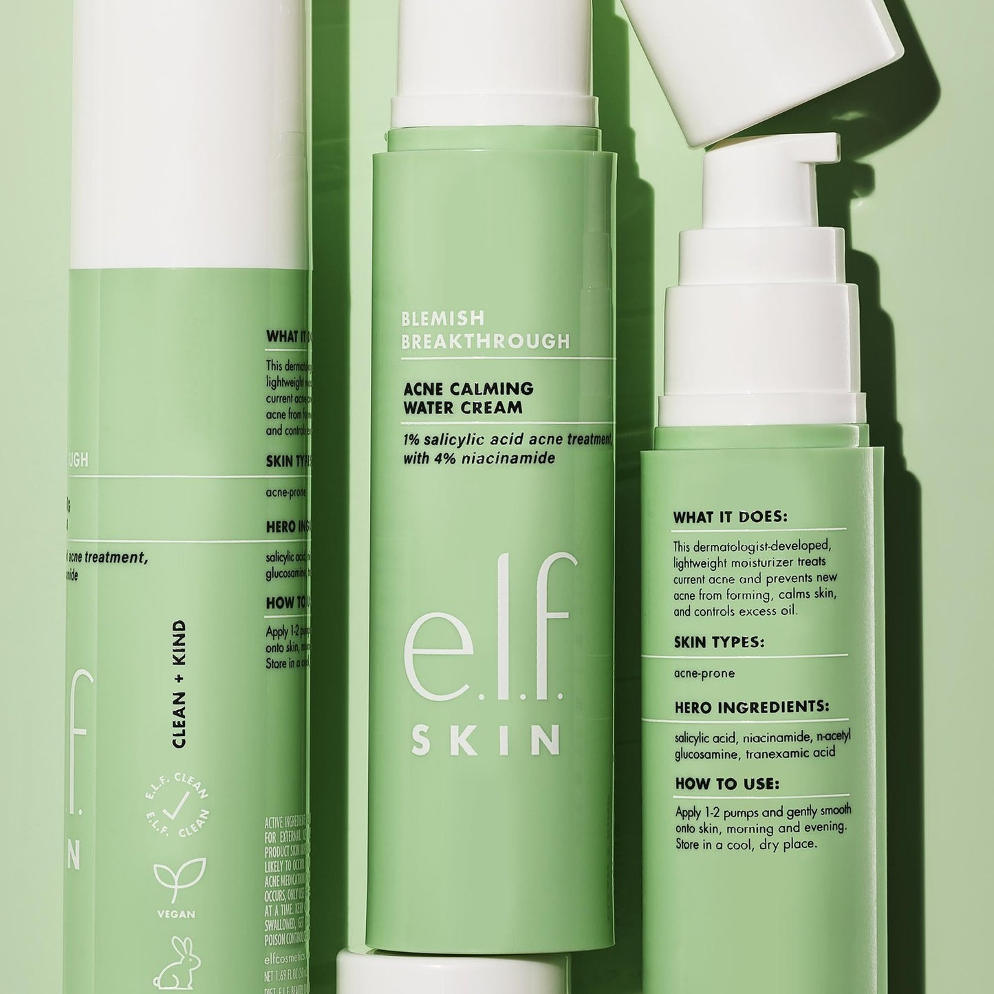 e.l.f Blemish Breakthrough Acne  Calming Water Creme 50ml 2 pack