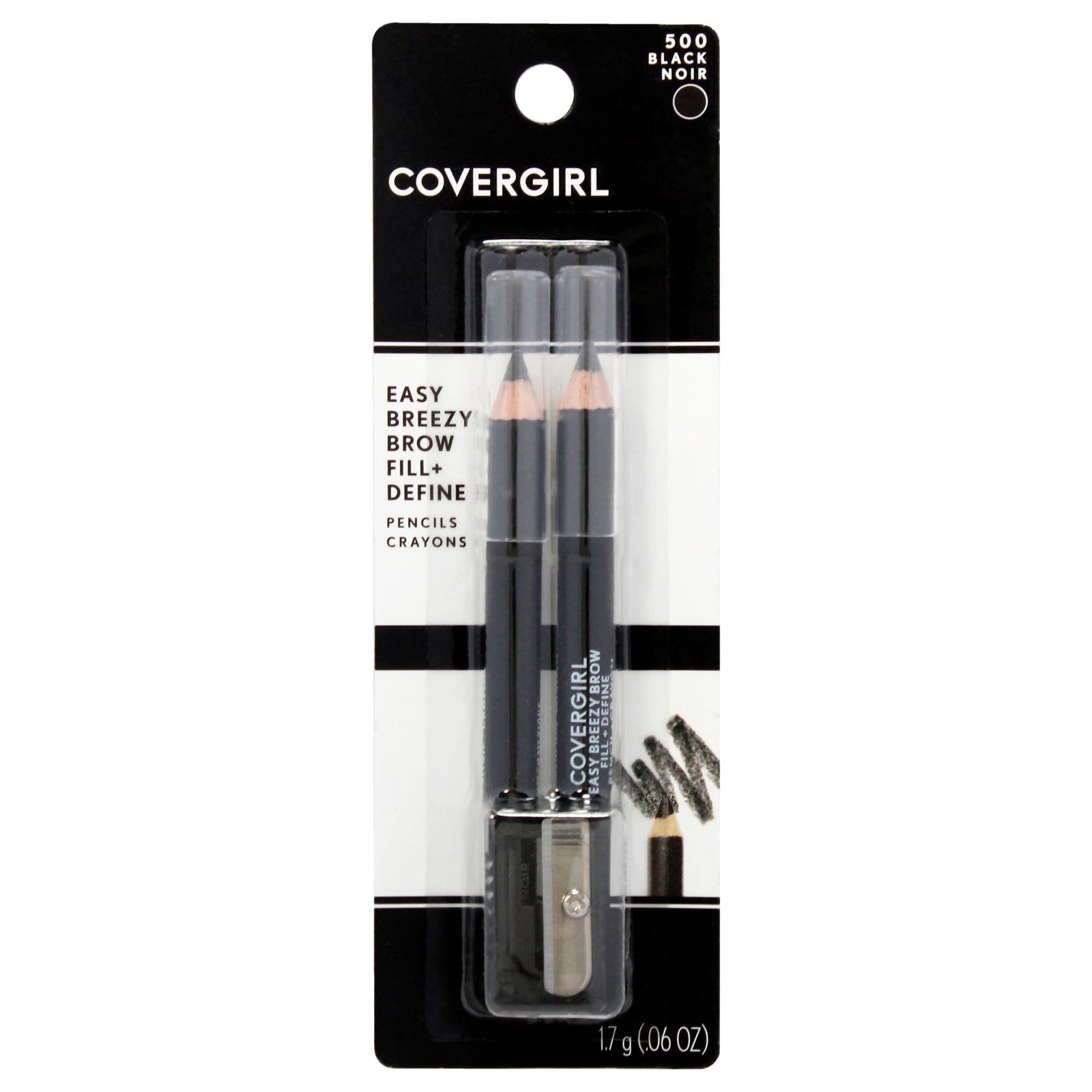 2 PACK - CoverGirl Easy Breezy Brow Fill + Define Pencil - 500 Black