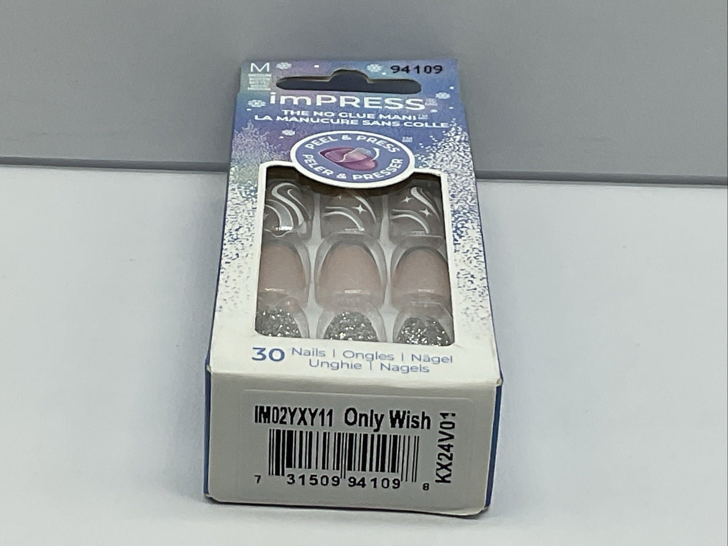 KISS Impress Press-On Nails Silver Coffin - Medium 30 Count