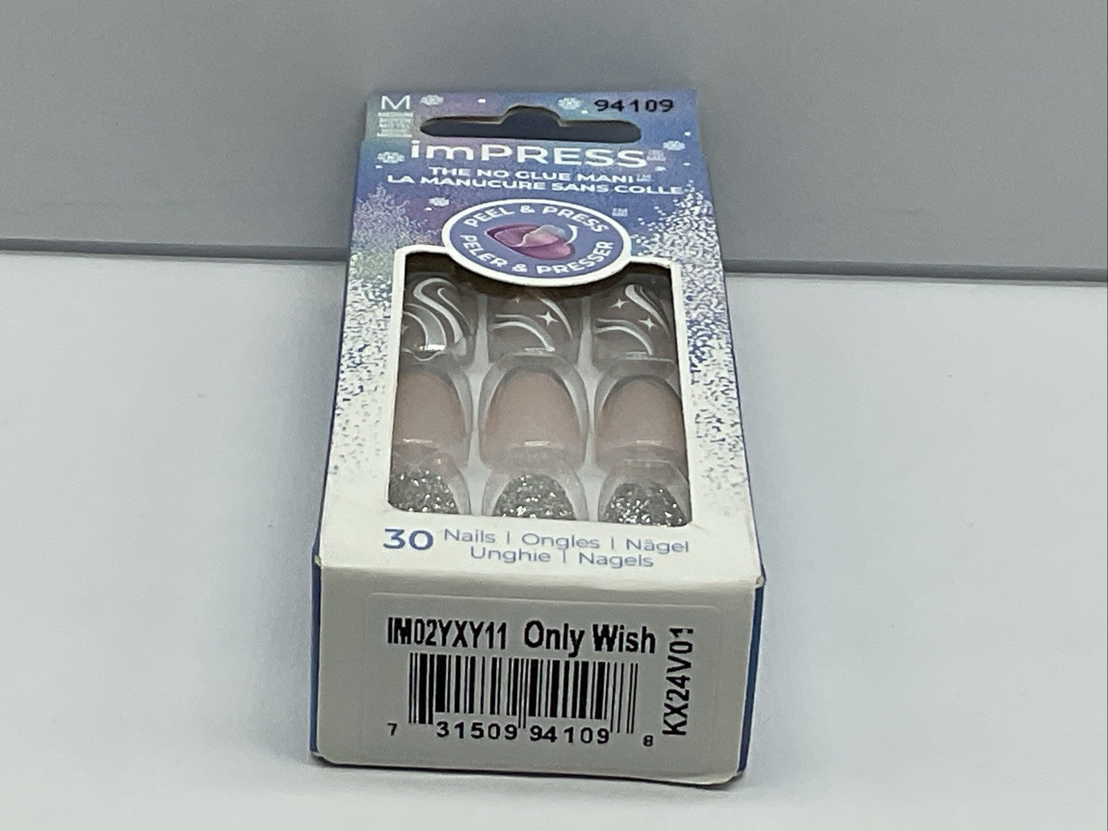 KISS Impress Press-On Nails Silver Coffin - Medium 30 Count
