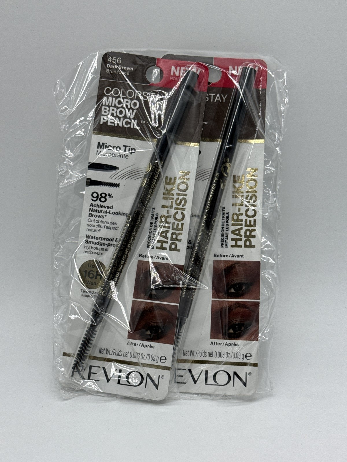 2 Pack, Revlon ColorStay Micro Brow Pencil Waterproof Eyebrow Filler, Dark Brown