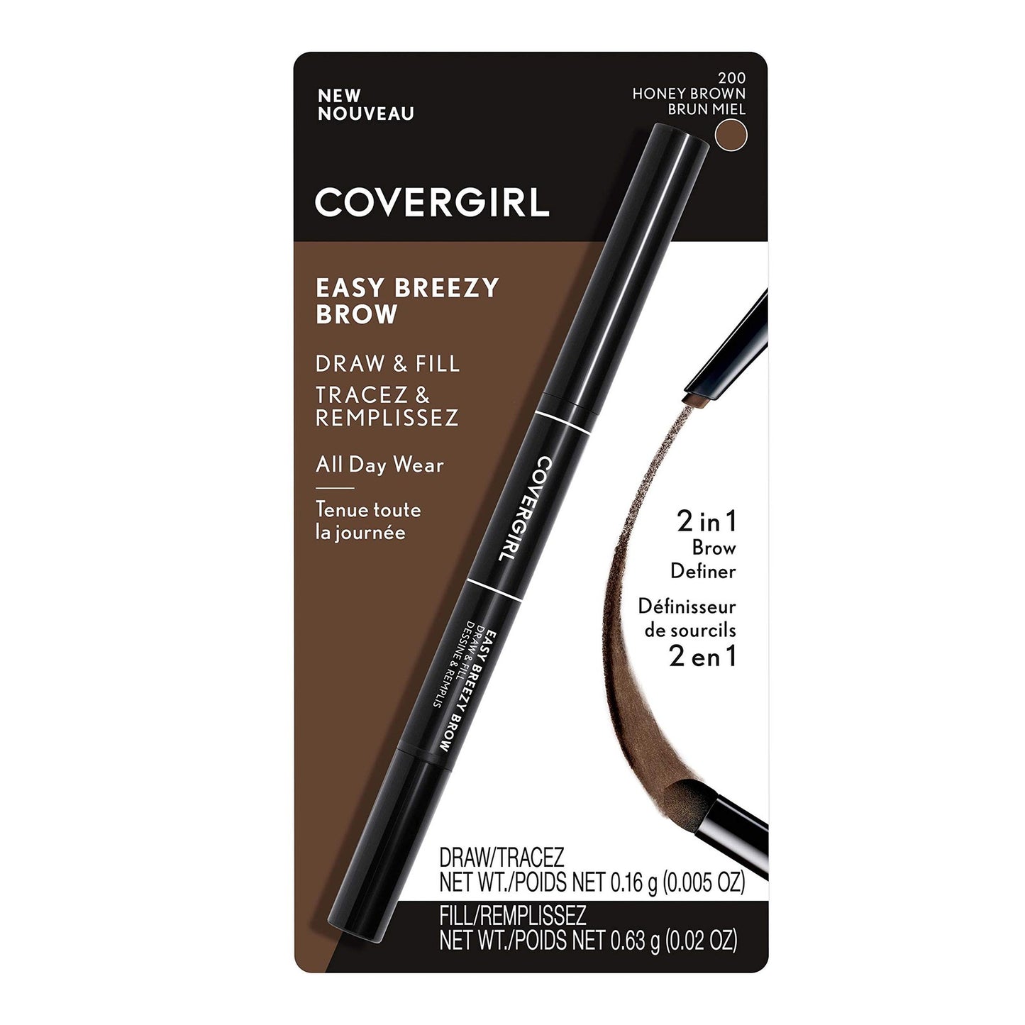 2 PACK - CoverGirl Easy Breezy Brow 24HR Brow Ink Pen - 200 Honey Brown