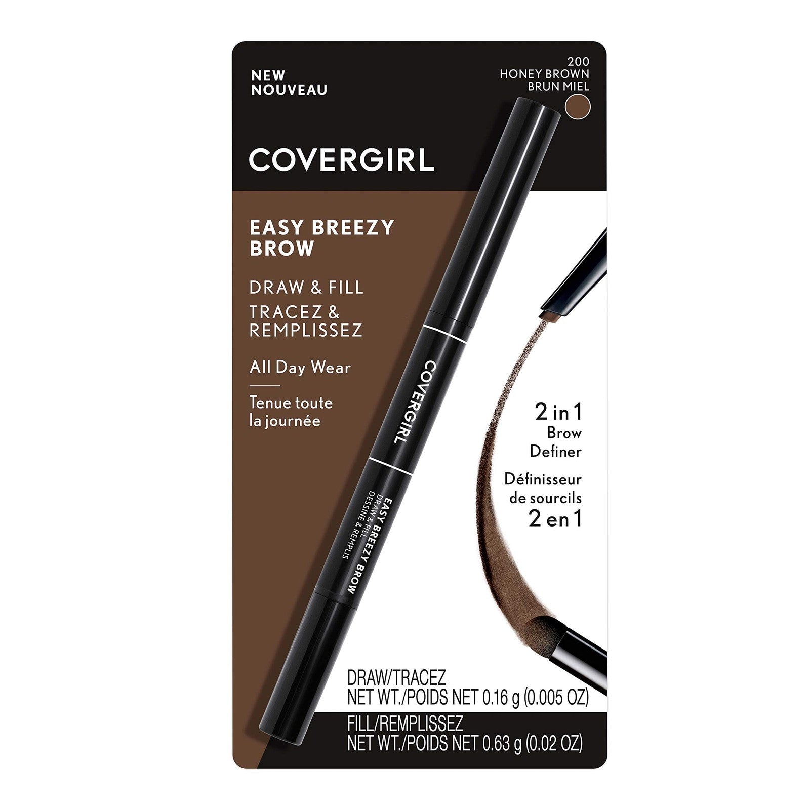 2 PACK - CoverGirl Easy Breezy Brow 24HR Brow Ink Pen - 200 Honey Brown