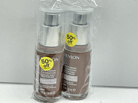 2 PACK - Revlon Illuminance Skin Caring Foundation - 605 Rich Mahogany