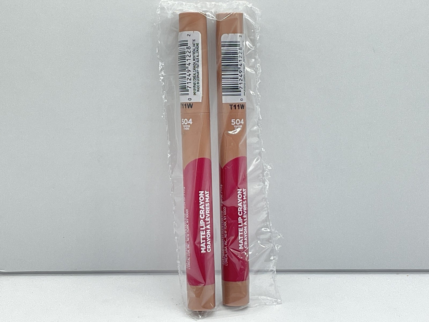 2 PACK - L'Oreal Matte Lip Crayon #504 Toffee Cheri