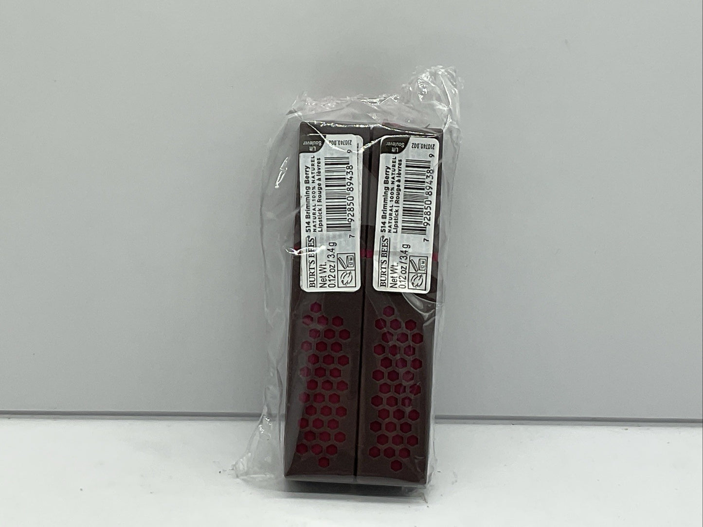 2 PACK - Burt's Bees 100% Natural Lipstick Shade  - 514 Brimming Berry