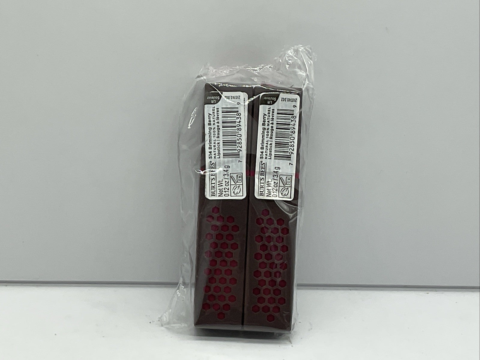 2 PACK - Burt's Bees 100% Natural Lipstick Shade  - 514 Brimming Berry
