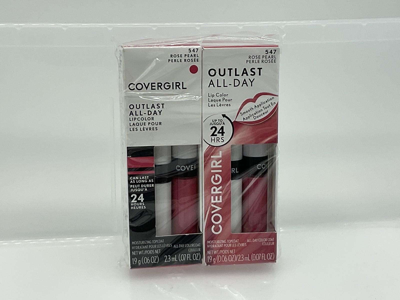 CoverGirl Lip Color & Topcoat Outlast All Day #547 Rose Pearl Lipstick, 2 pack