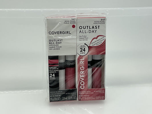 CoverGirl Lip Color & Topcoat Outlast All Day #547 Rose Pearl Lipstick, 2 pack