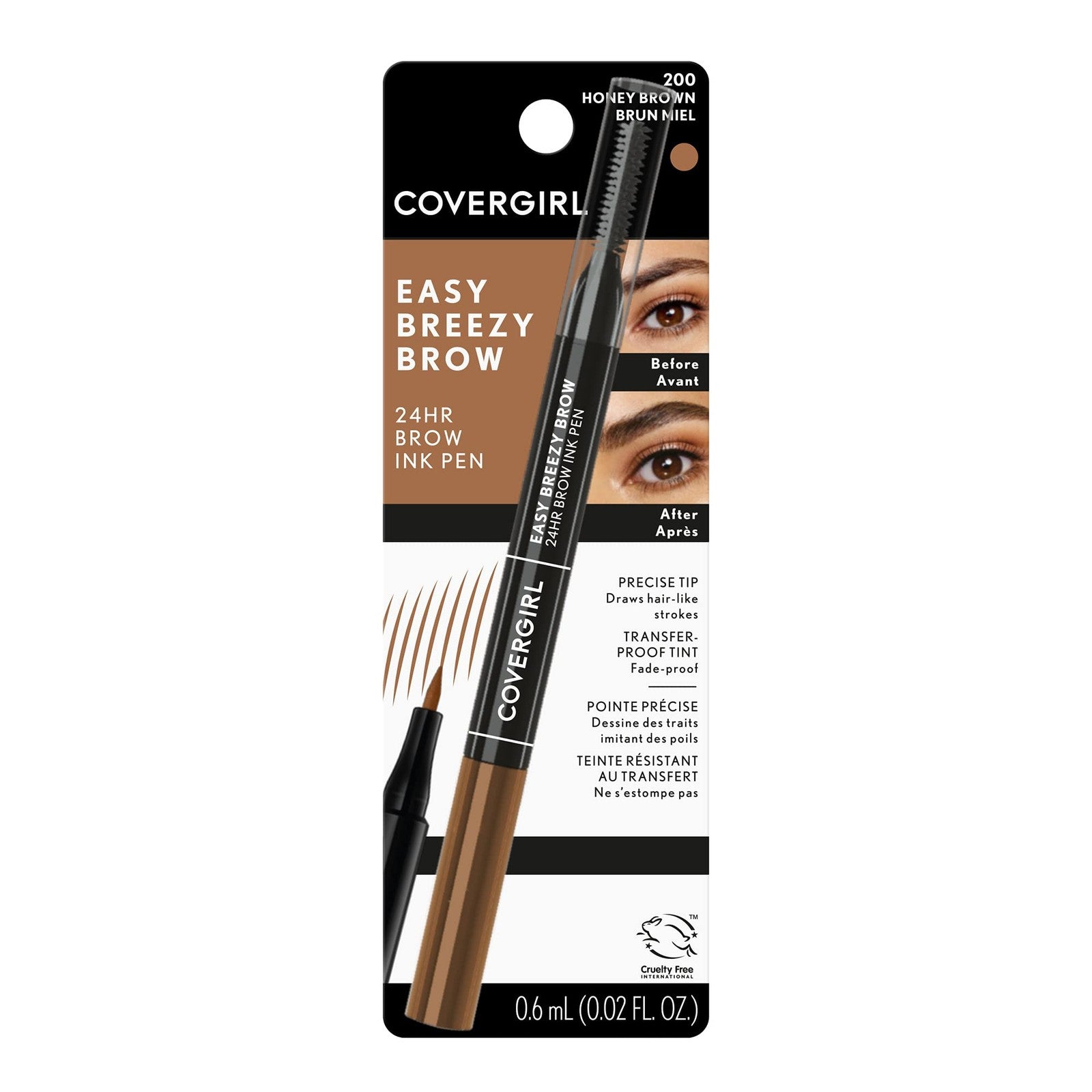 2 PACK - CoverGirl Easy Breezy Brow 24HR Brow Ink Pen - 200 Honey Brown