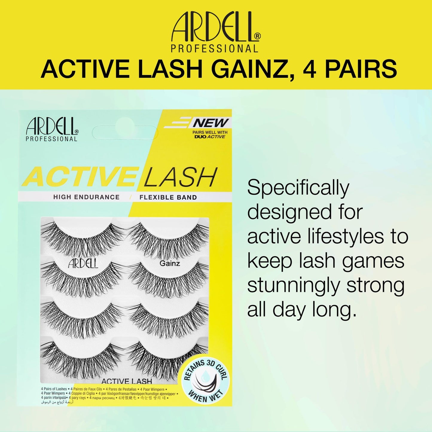 Ardell Professional - Active Lash, High Endurance, Flexible Band - Gainz 4 pairs