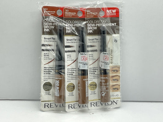 3 PACK - Revlon ColorStay Semi-Permanent Brow Ink 0.09 oz - 351 Warm Brown Ink