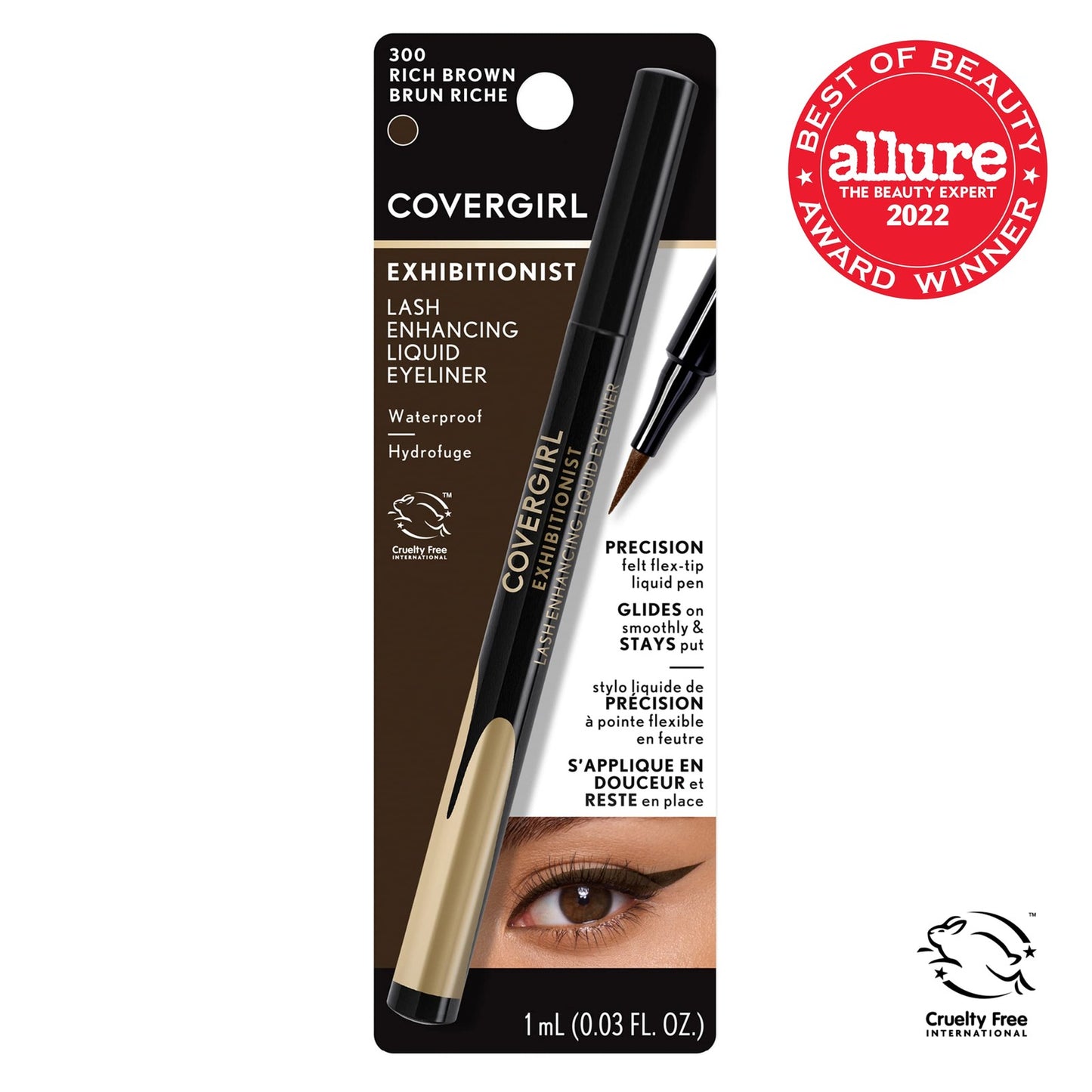 3 PACK - Covergirl Exhibitionist Lash Enhancing Eyeliner - 300 Rich Brown