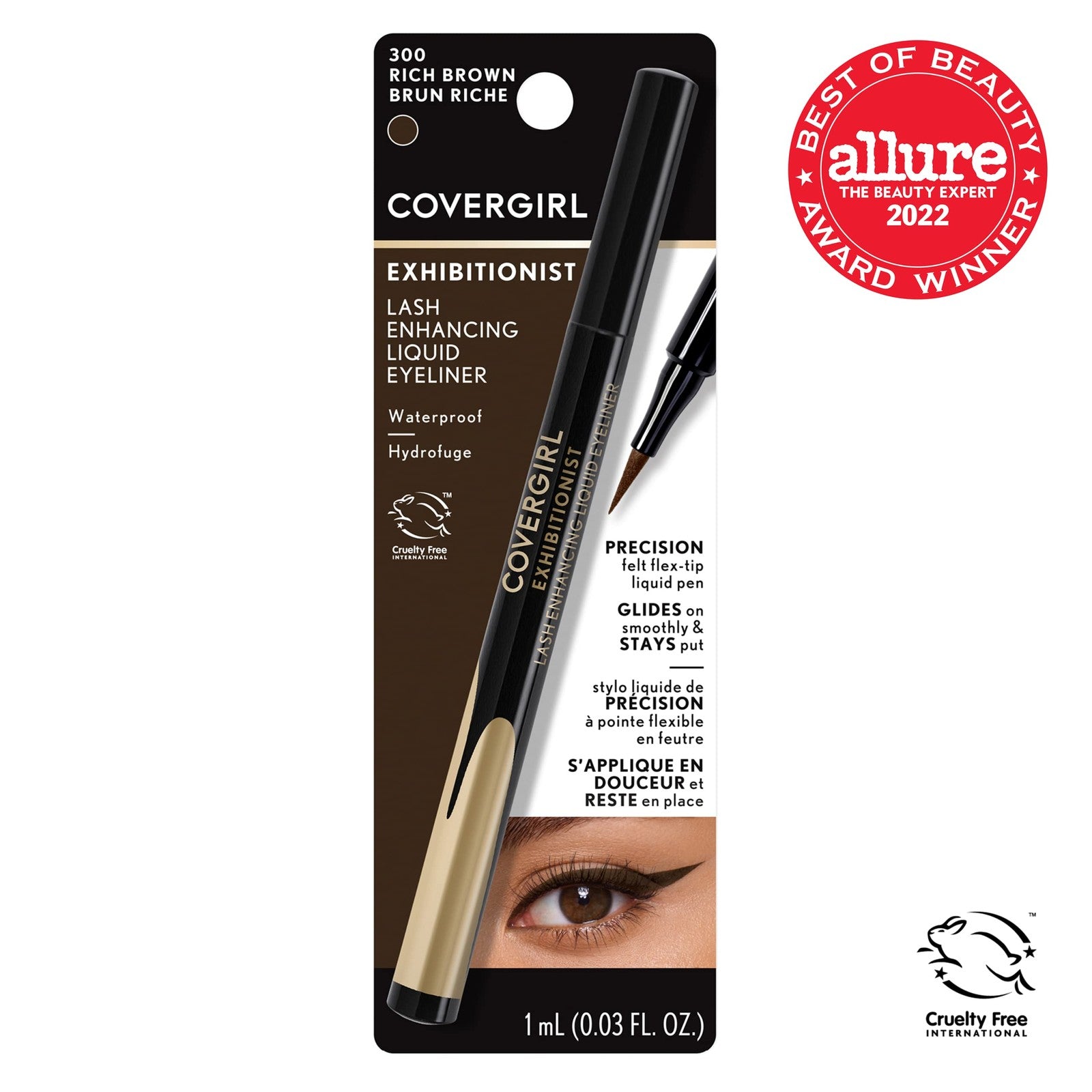 3 PACK - Covergirl Exhibitionist Lash Enhancing Eyeliner - 300 Rich Brown