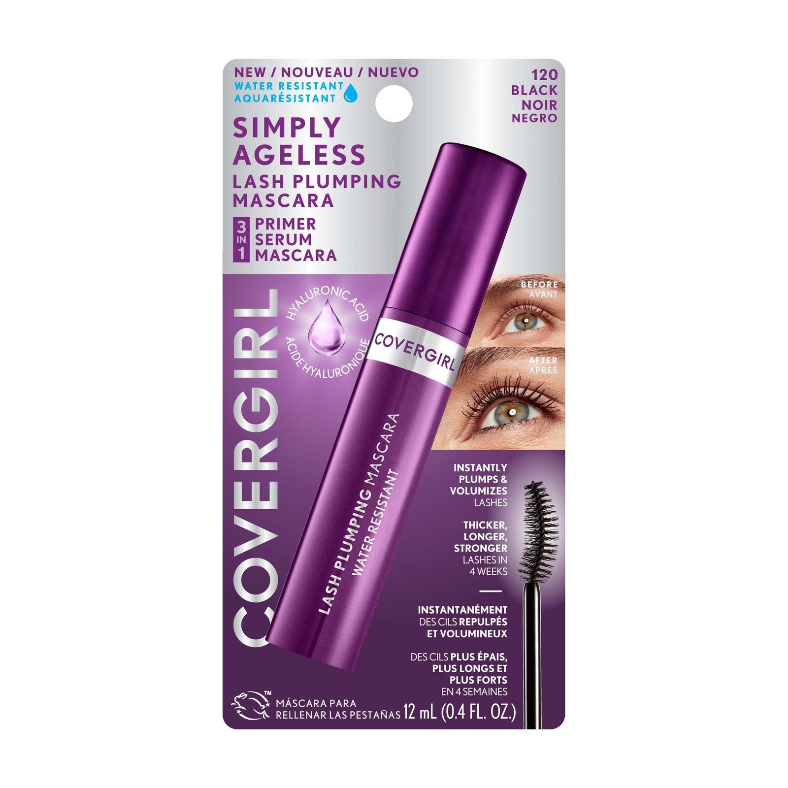 2 PACK - Covergirl Simply Ageless 3-in-1 Waterproof Mascara- 120 Black