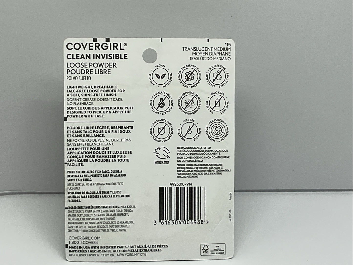 CoverGirl Clean Invisible Loose Powder - 115 Translucent Medium - Single