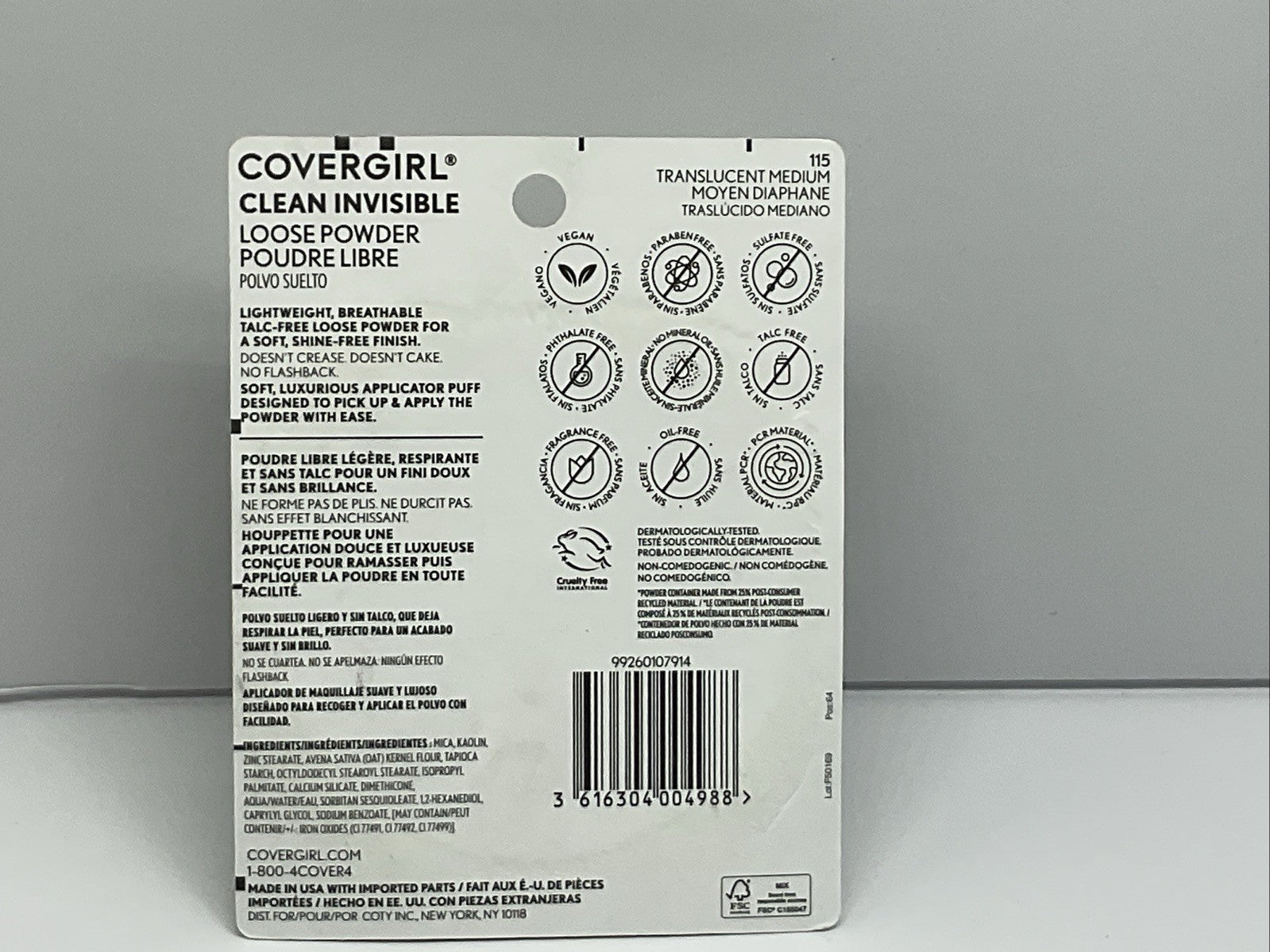 CoverGirl Clean Invisible Loose Powder - 115 Translucent Medium - Single