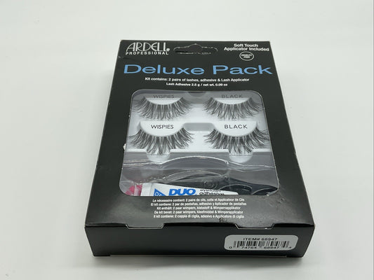 Ardell Professional Eyelashes Deluxe Pack (Applicator Included) - Wispies Black