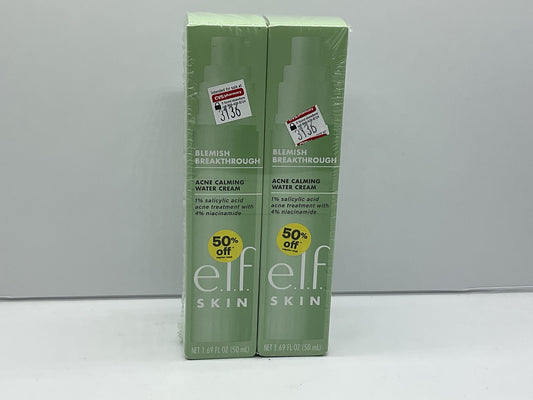 e.l.f Blemish Breakthrough Acne  Calming Water Creme 50ml 2 pack