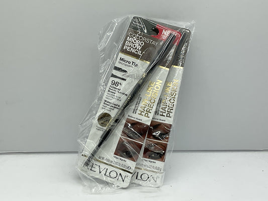 2 PACK - Revlon ColorStay Micro brow Pencil - Soft Black 457  w/ spoolie