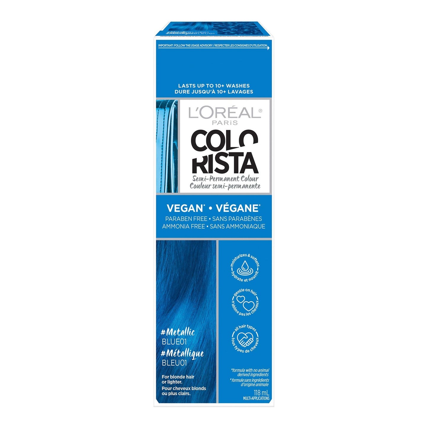 L'Oréal Paris Colorista Semi-Permanent Hair Color - Metallic Blue 01 