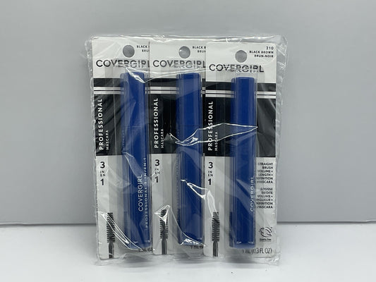 3 PACK - CoverGirl Professional Washable Mascara 210 Black Brown 