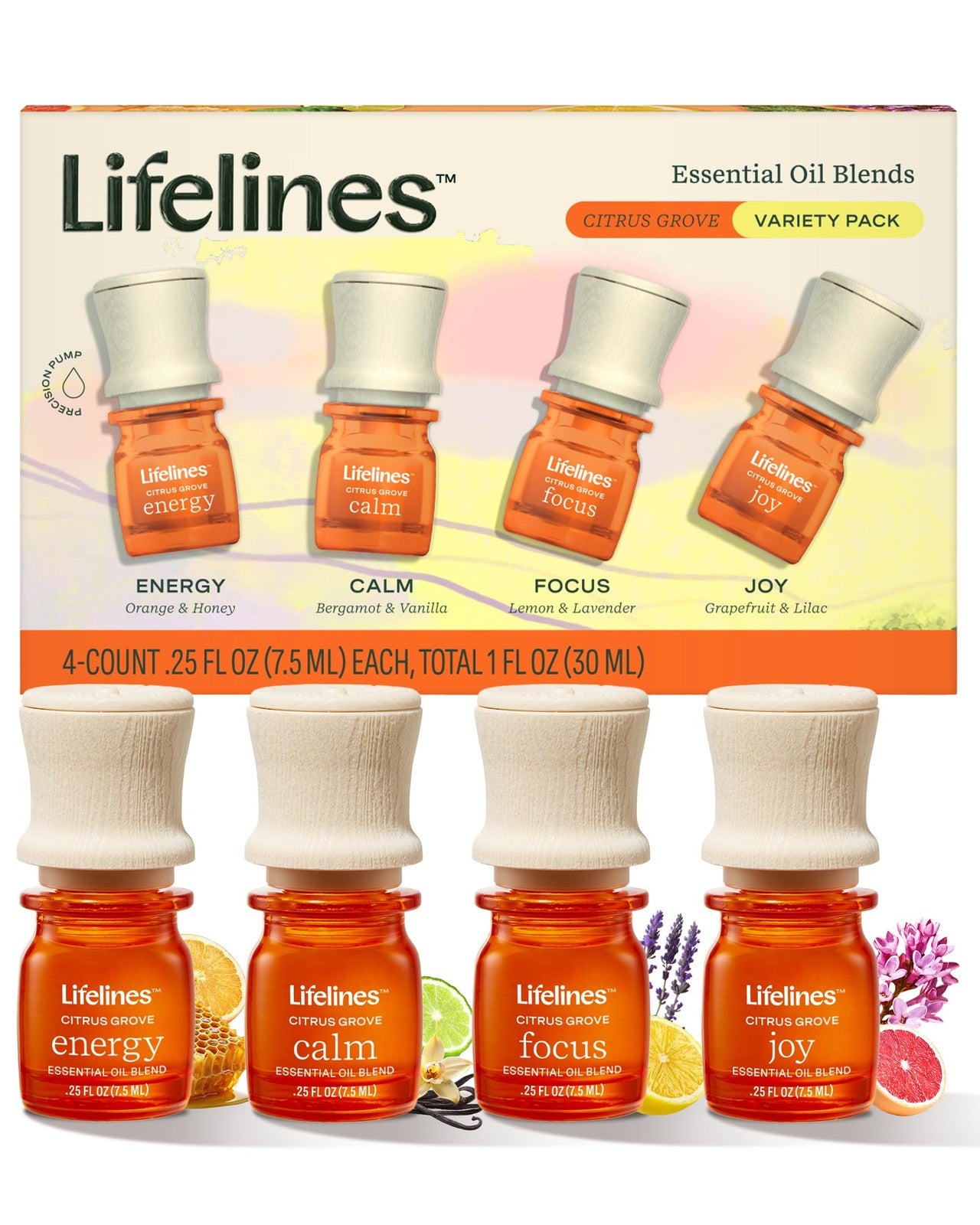 Lifelines Essential Oil Blend Set Citrus Grove Invigorating Relaxing Aromas