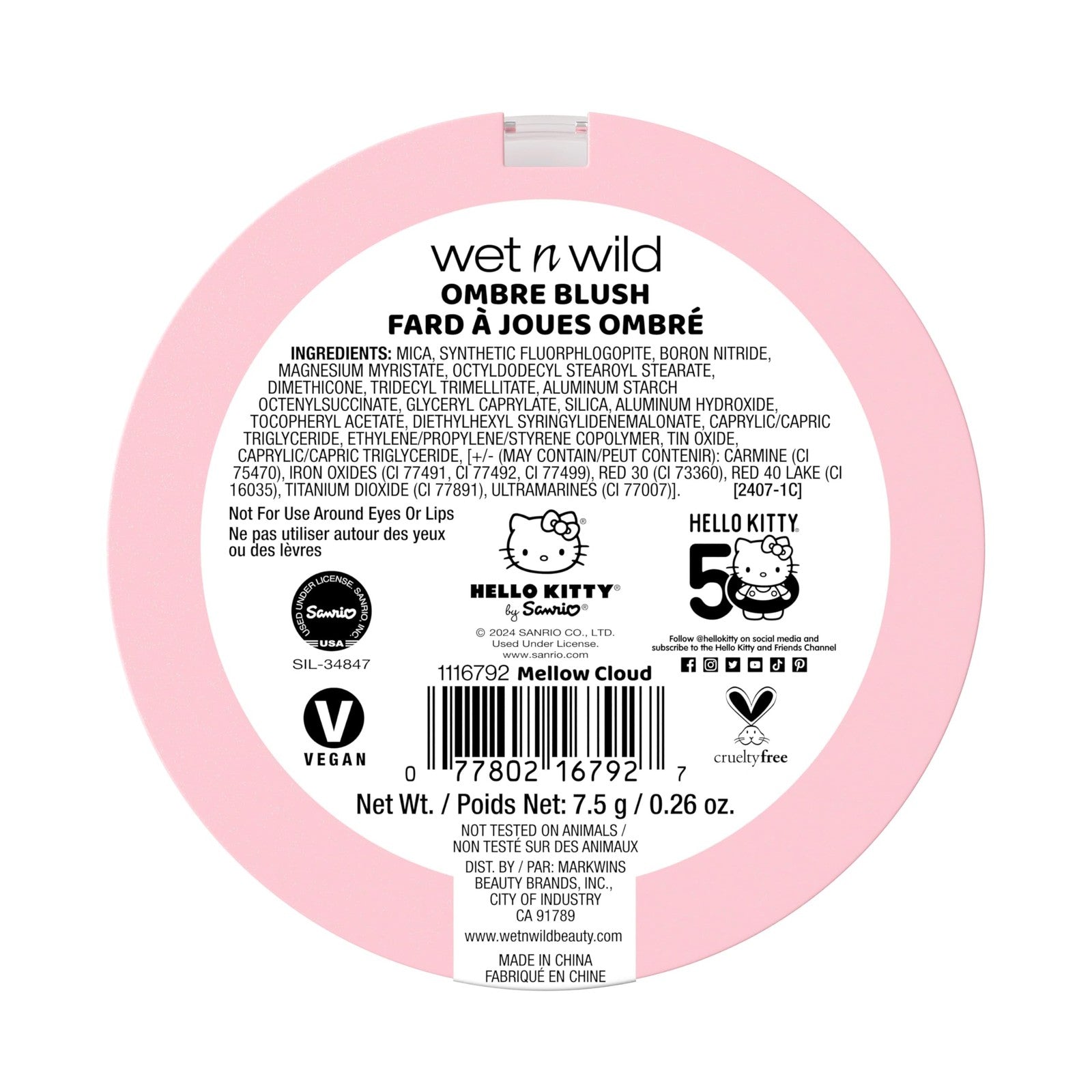 Wet N Wild Hello Kitty 50th Anniversary - Blush Eyeshadow & Lip Stain
