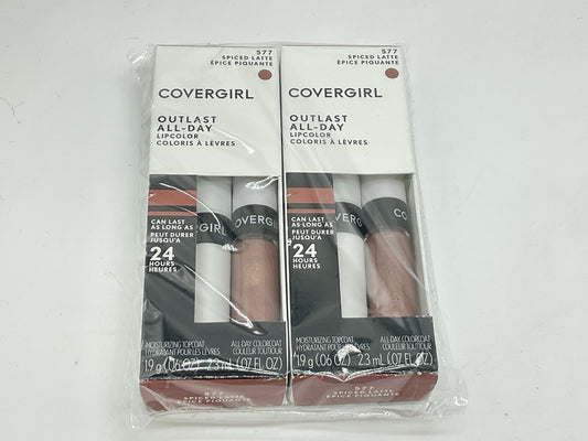 2 PACK - COVERGIRL Outlast All-Day Lip Color with Topcoat, Spiced Latte