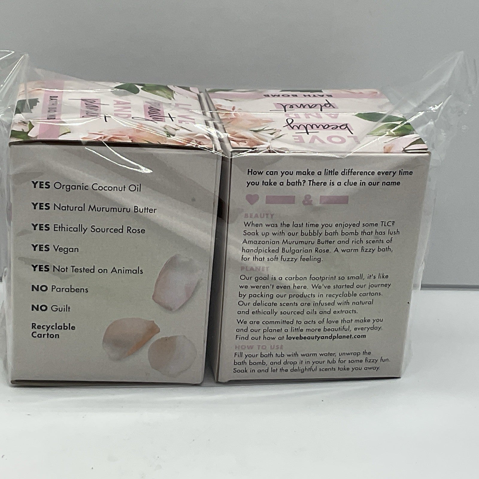 2 Pack- Bath Bombs Love Beauty & Planet Murumuru Butter & Rose
