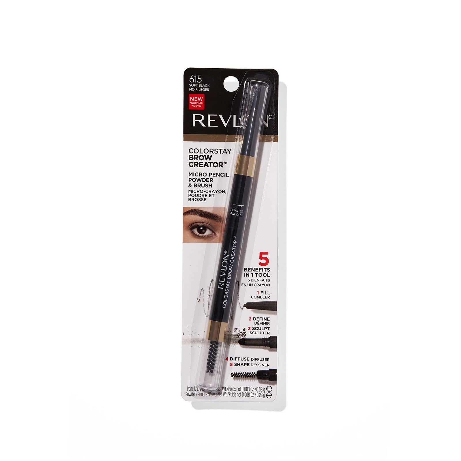 2 PACK - Revlon Colorstay Brow Creator Micro Tip Pencil - 615 Soft Black