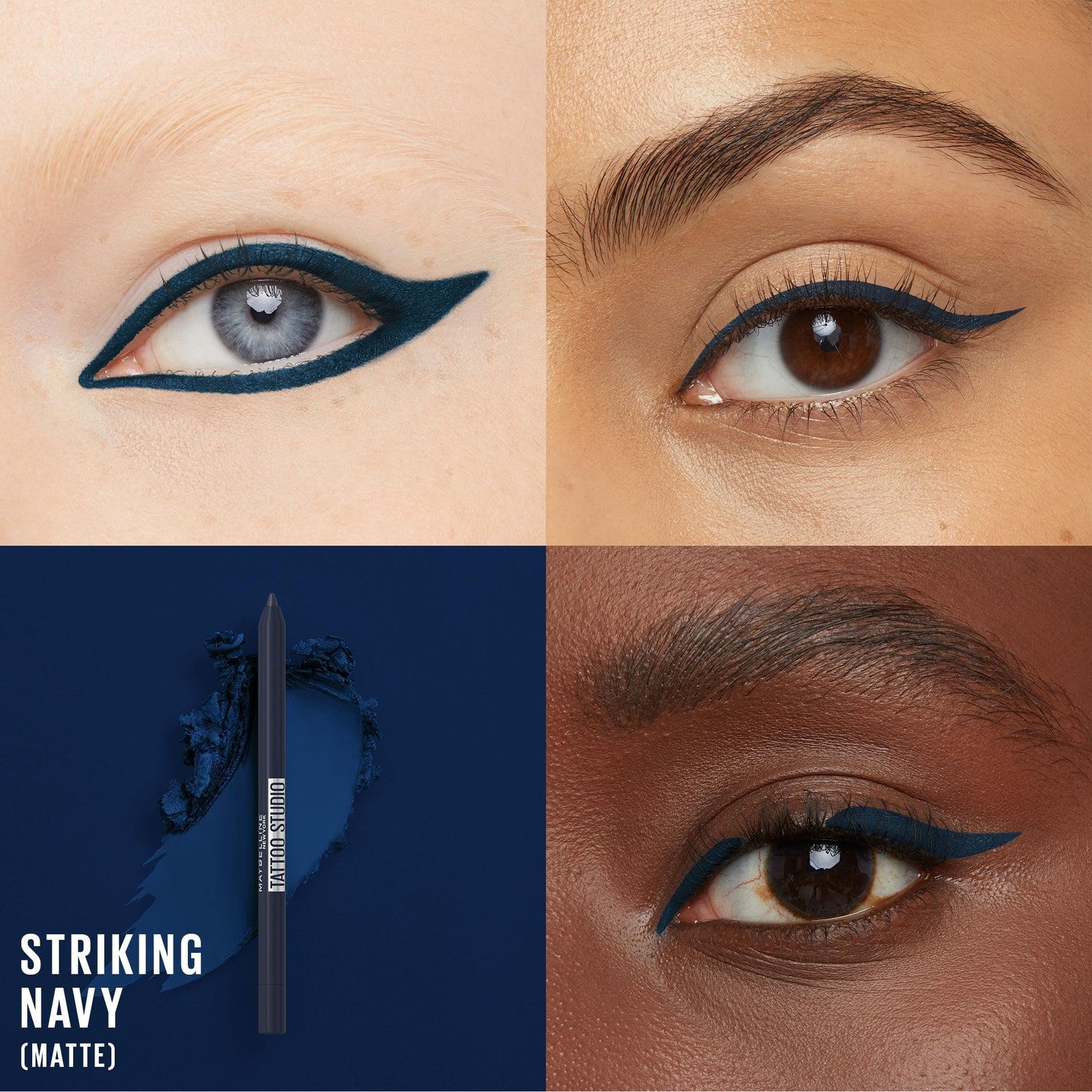 3 PACK - Maybelline 920 Striking Navy Tattoo Studio Eyeliner Eye Liner 