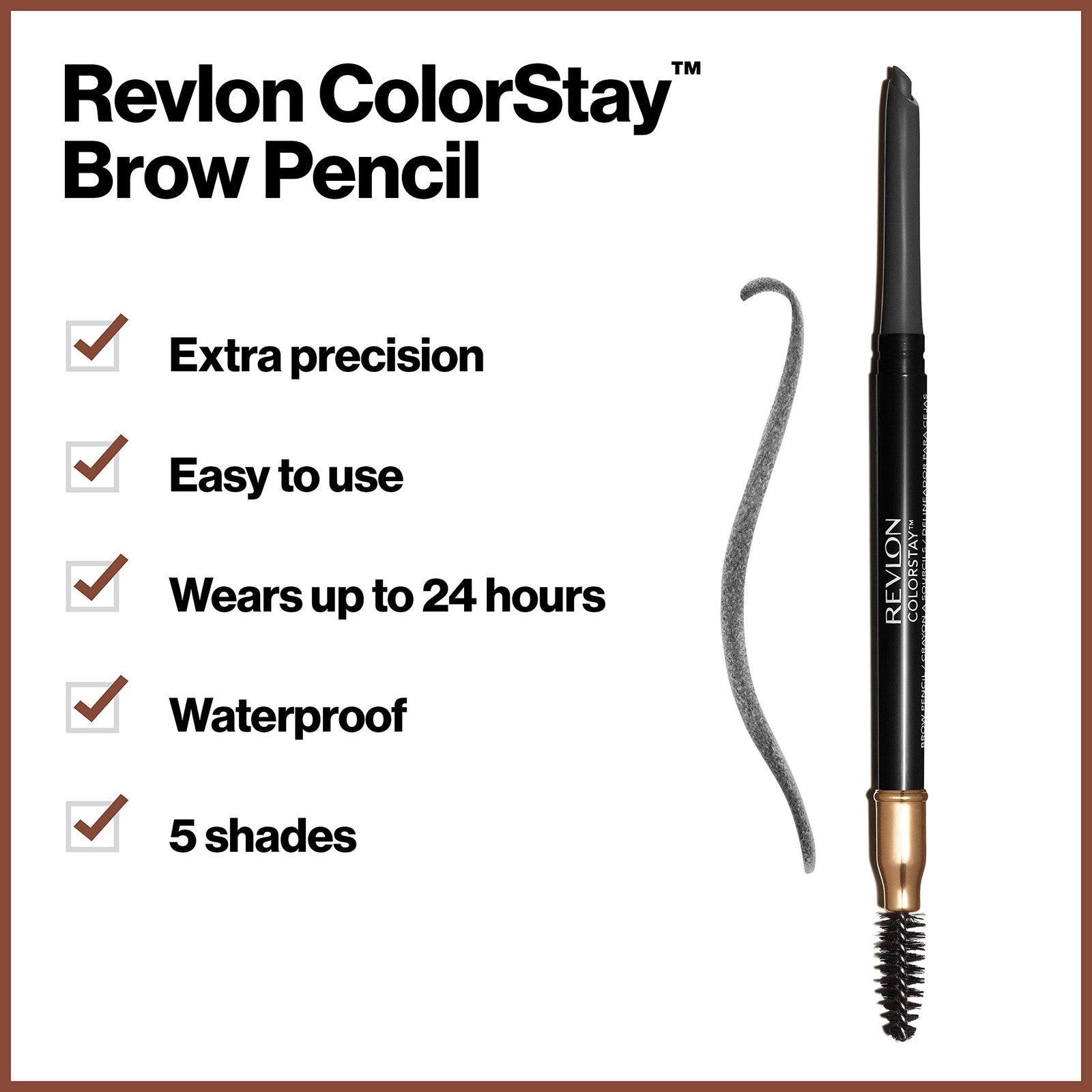 3 PACK - Revlon ColorStay Waterproof Brow Pencil, Soft Black 225, 0.012 oz