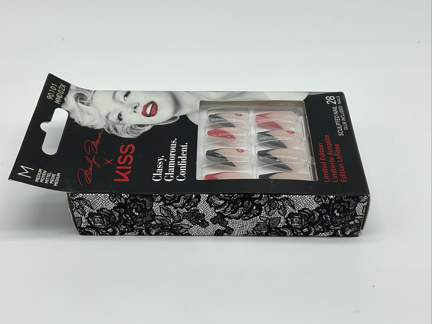 KISS Glue-On Marilyn Monroe Medium Nails - Black & Red French