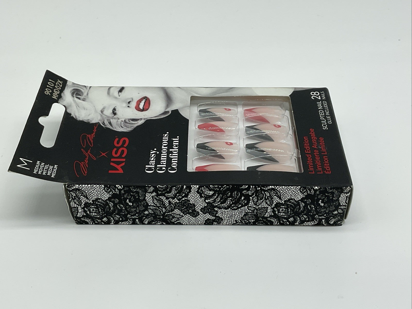 KISS Glue-On Marilyn Monroe Medium Nails - Black & Red French
