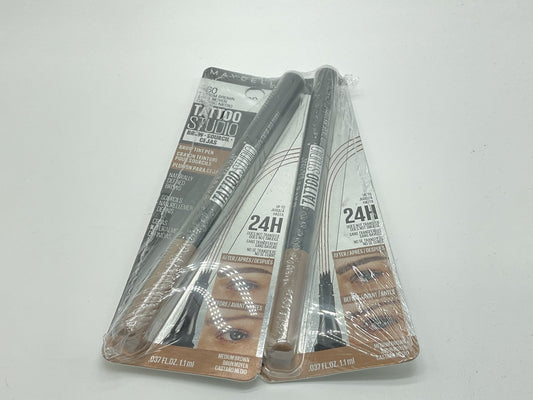 2 PACK - Maybelline TattooStudio Eyebrow Tint Pen 0.037oz - 360 Medium Brown