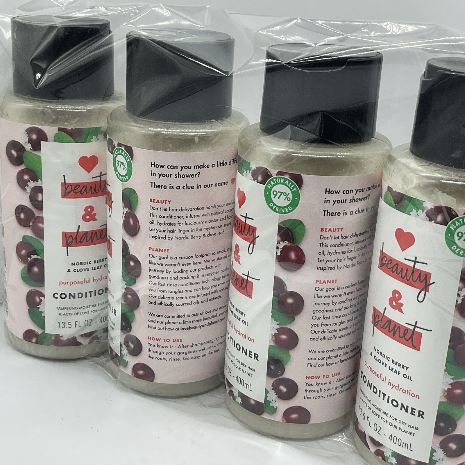 4 Pack Love Beauty & Planet Conditioner - Nordic Berry & Clove Leaf Oil