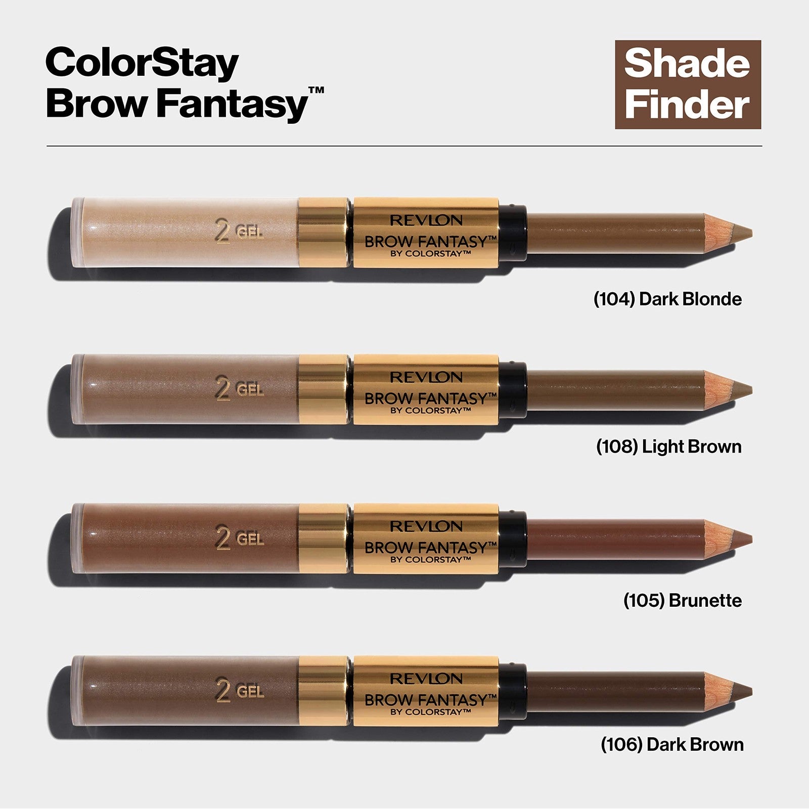 2 PACK - Revlon Brow Fantasy Pencil & Gel - 105 Brunette
