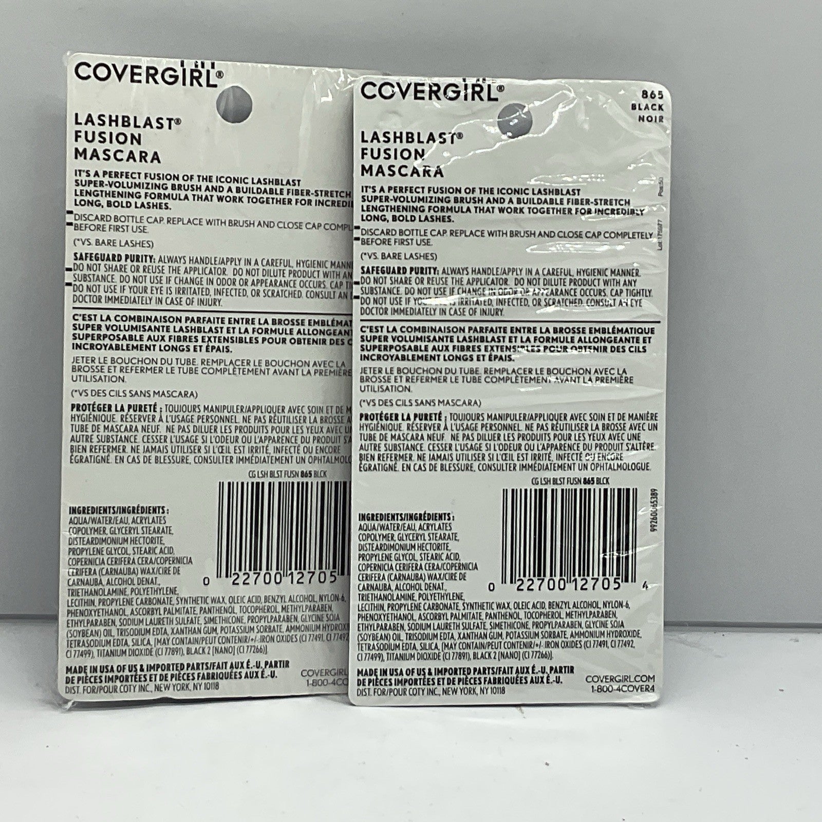 2 PACK - CoverGirl Lash Blast Fusion Mascara - 865 Black