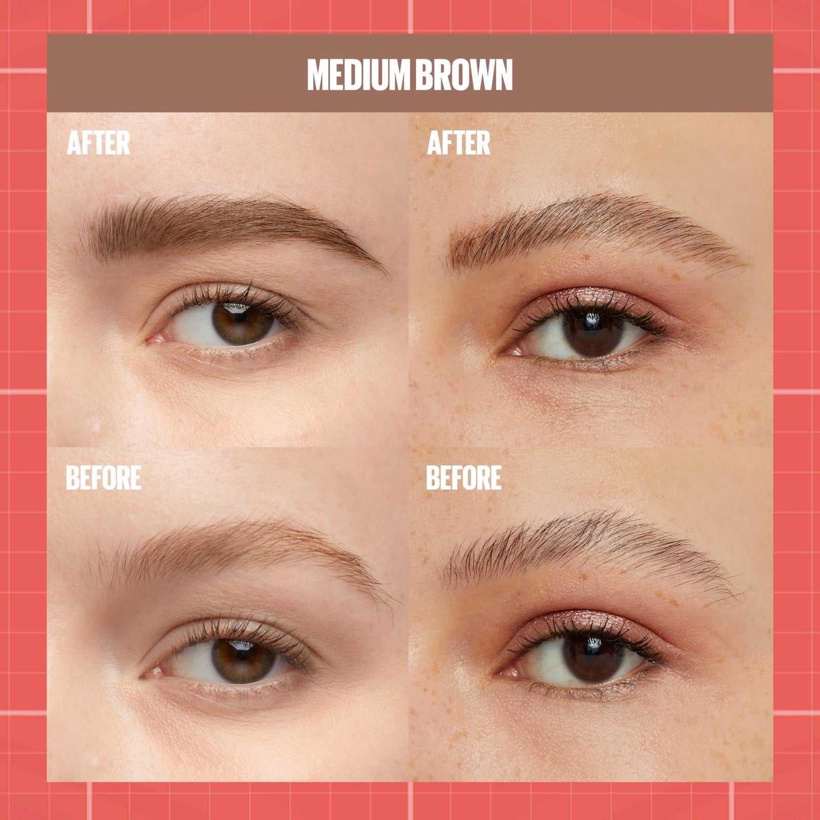 2 PACK - Maybelline Build A Brow Pen & Sealing Eyebrow Gel - 257 Medium Brown