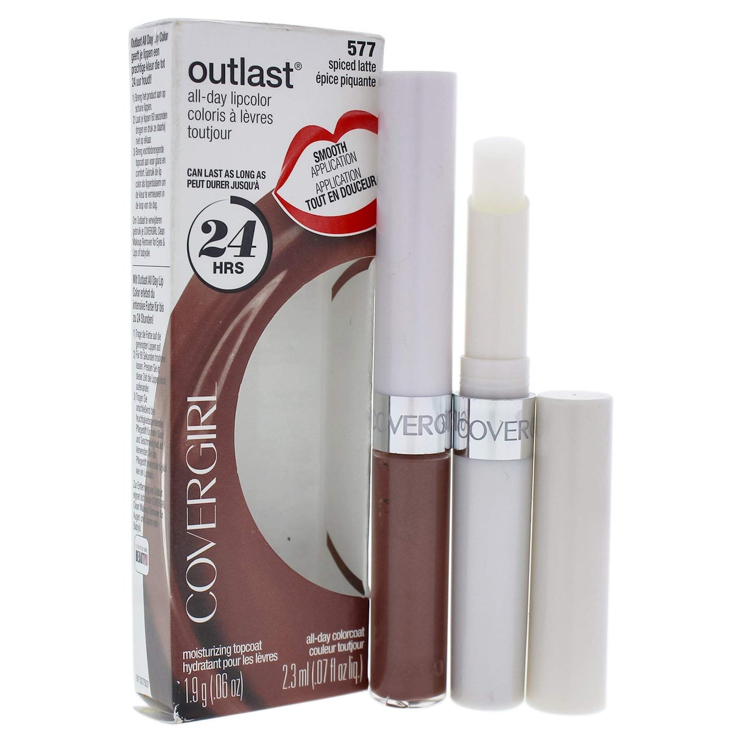 2 PACK - COVERGIRL Outlast All-Day Lip Color with Topcoat, Spiced Latte