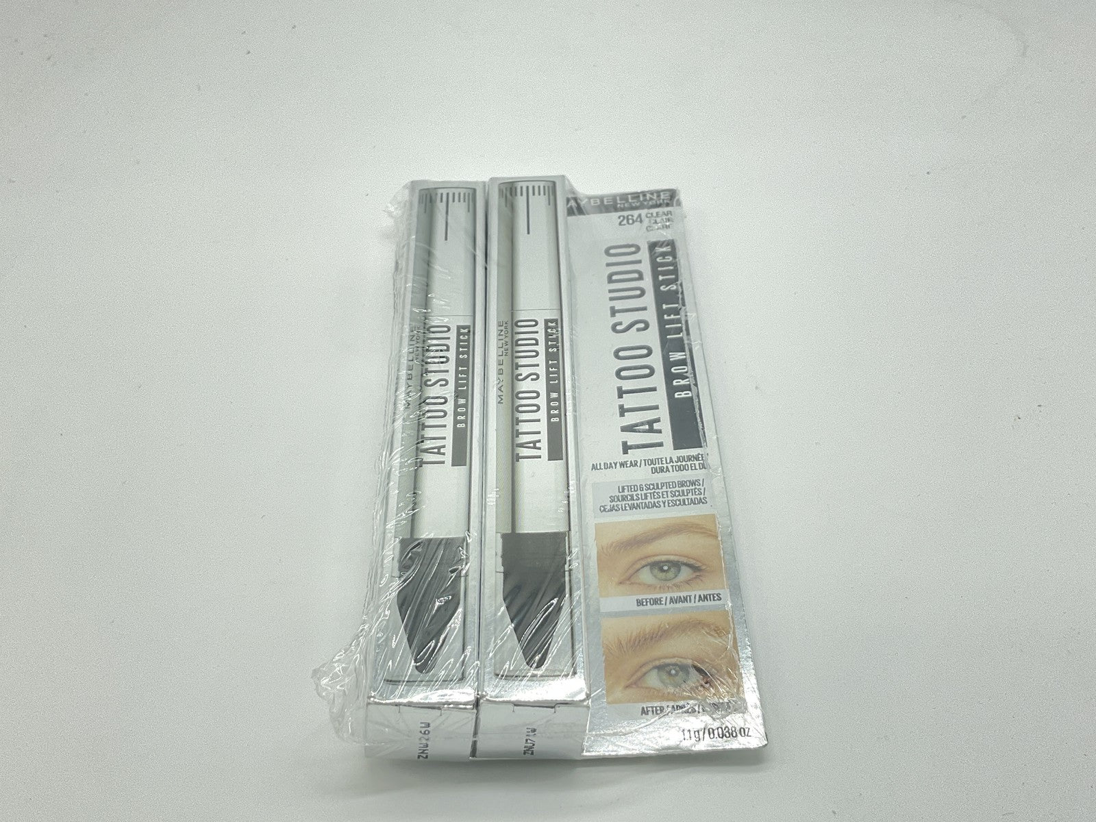 2 PACK - Maybelline Tattoo Studio Brow Lift Wax Stick - 264 Clear