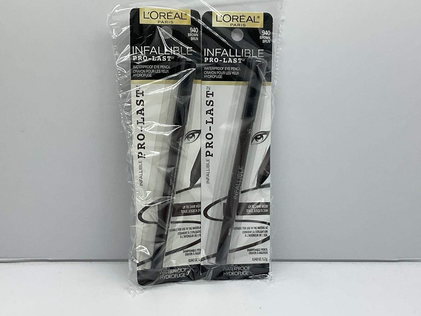 2 Pack L'Oreal Paris Infallible Pro-Last Eyeliner Pencil, Brown 940