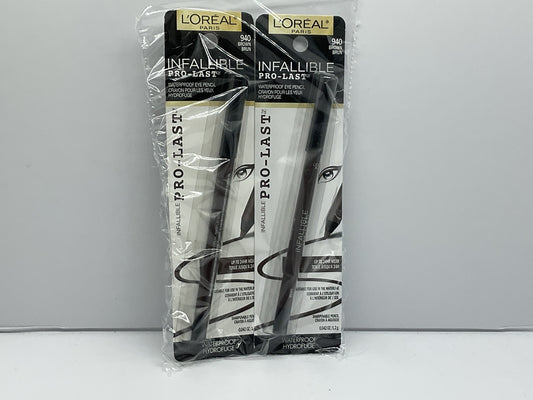 2 Pack L'Oreal Paris Infallible Pro-Last Eyeliner Pencil, Brown 940