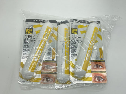 3 PACK - MAYBELLINE COLOSSAL CURL BOUNCE MASCARA - 350 BLACKEST BLACK