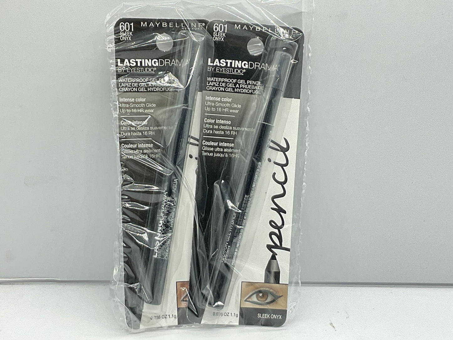 2 PACK - Maybelline Lasting Drama Waterproof Gel Liner Pencil - 601 Sleek Onyx
