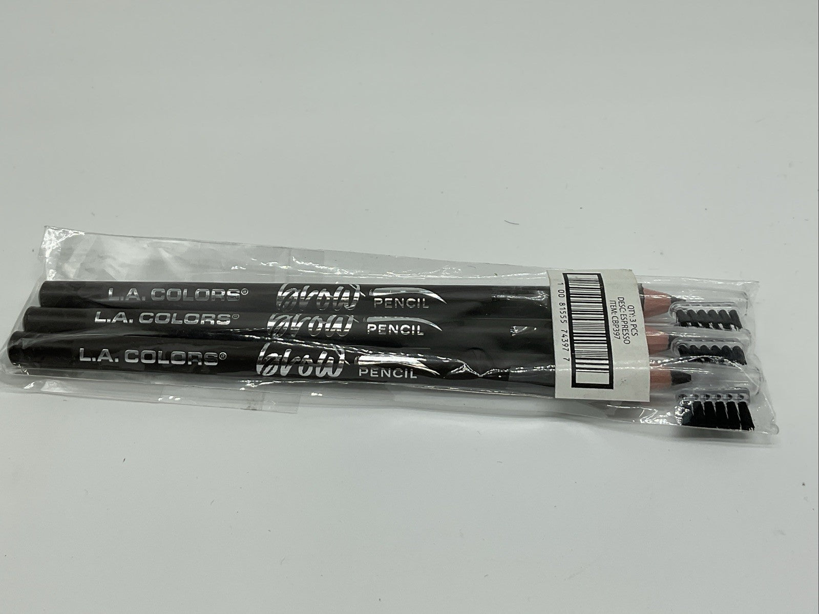 3 PACK - L.A. COLORS On Point Brow Pencil with Cap 0.06oz - CBP397 Espresso