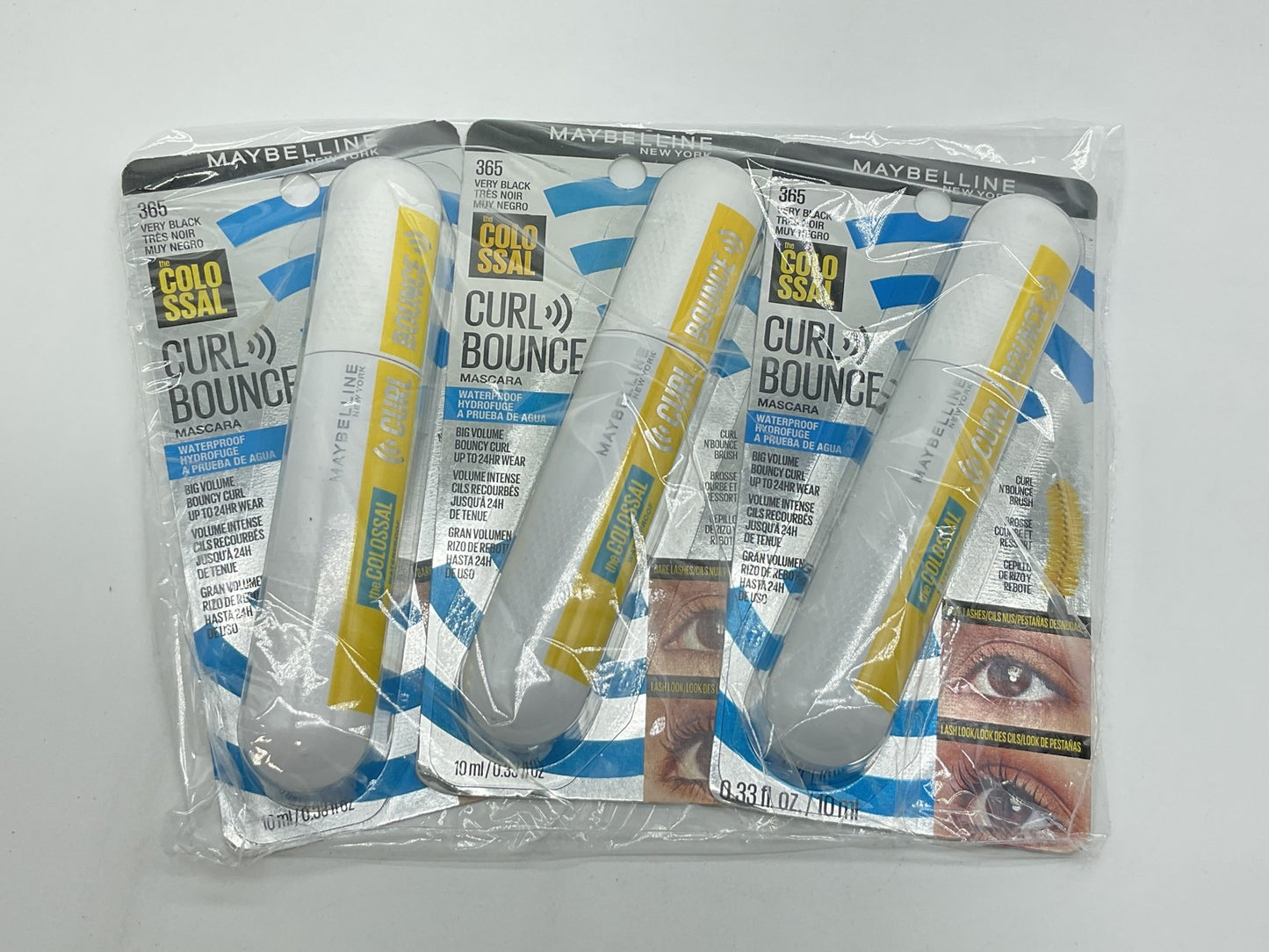 3 PACK - Maybelline The Colossal Curl Bouncing Mascara, Very Black 365